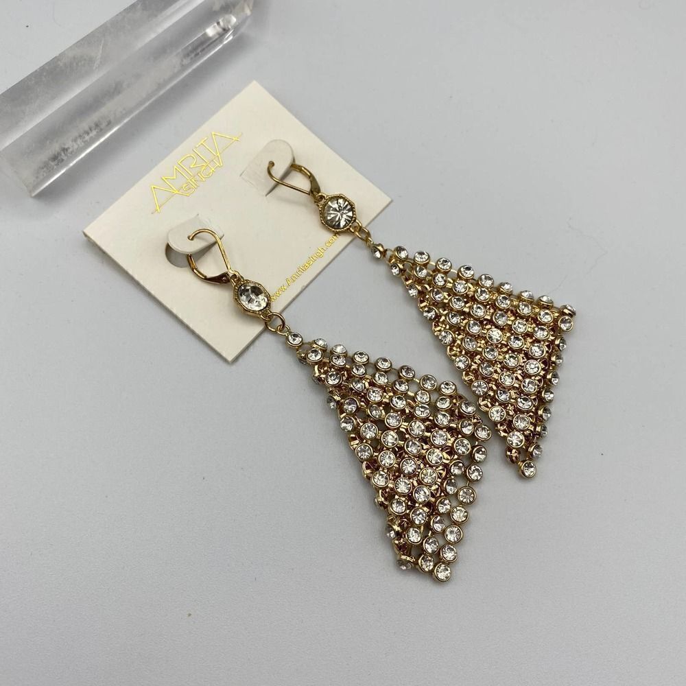 Amrita Singh Crystal Gold Drop Earring - Picture 2 of 9